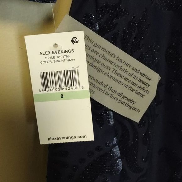 Alex Evenings Embellished Side Ruched Shift Dress Navy 8 - Picture 8 of 10